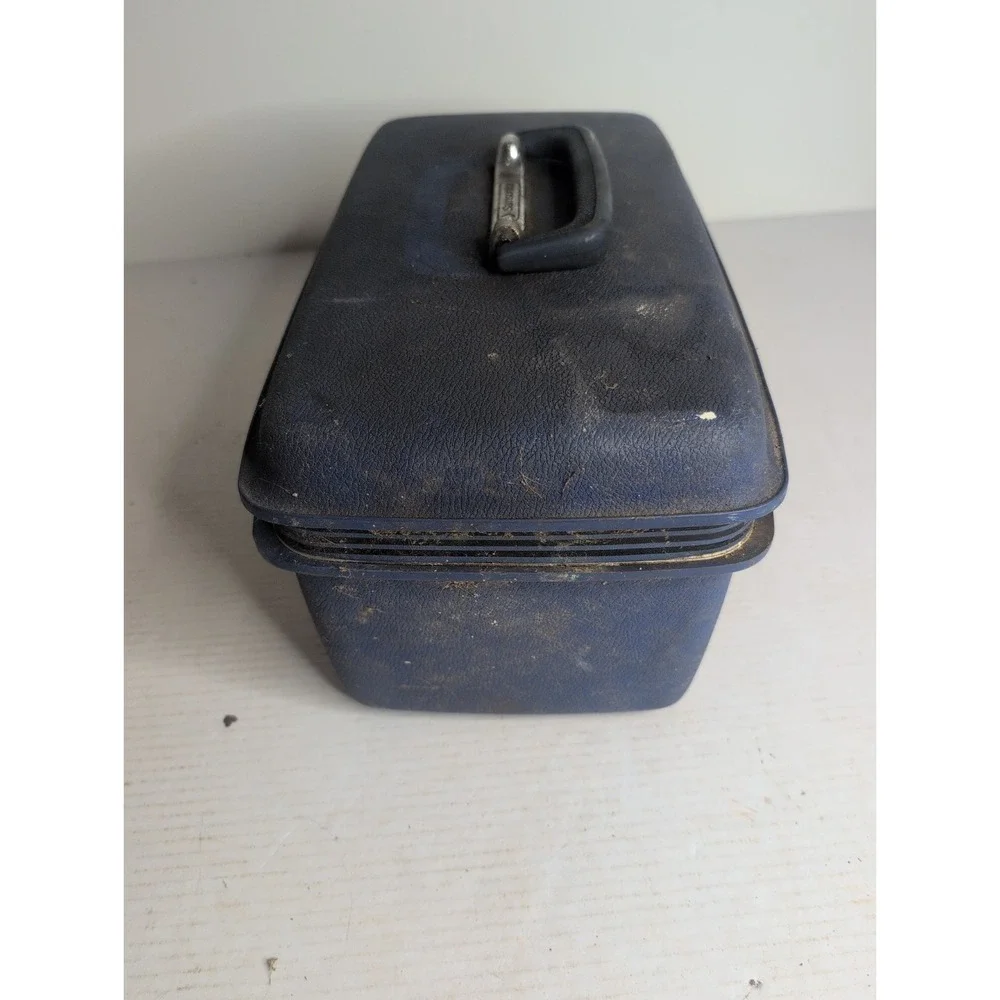 Vintage Samsonite Concord Train Makeup Case Blue Hardshell With Handle